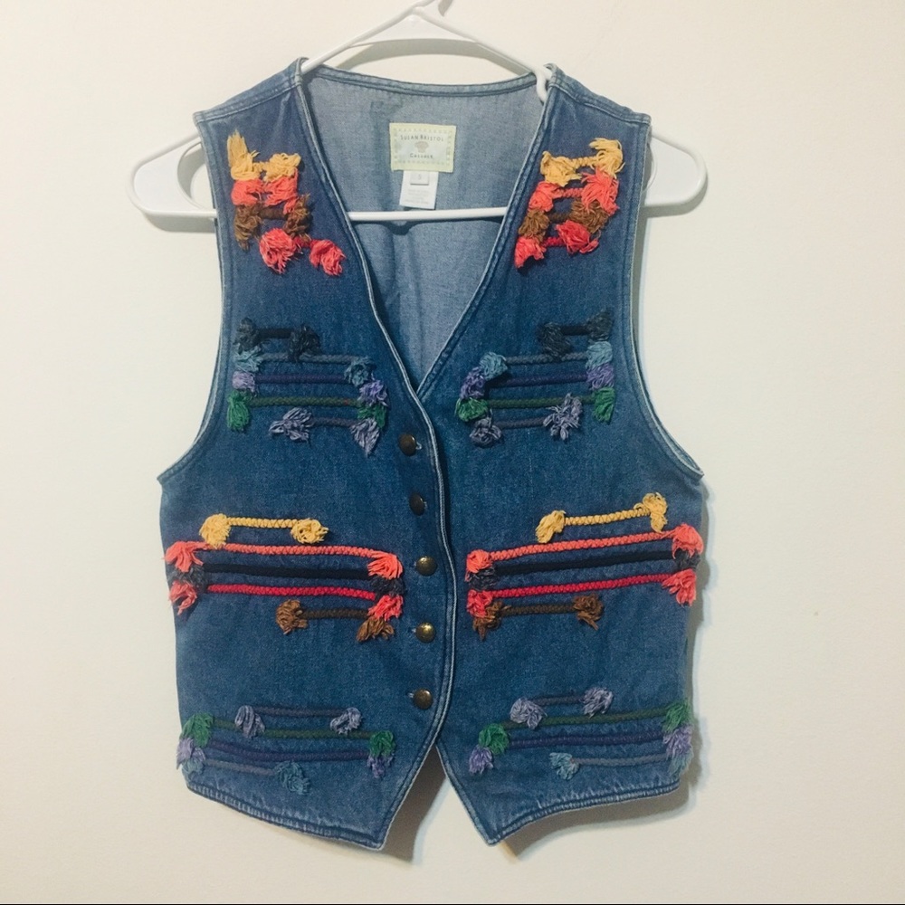 Susan Bristol Rainbow Cord Denim Western Vest
